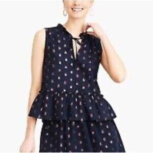 NWOT J. Crew Sleeveless Ruffle Top Navy, Size XS